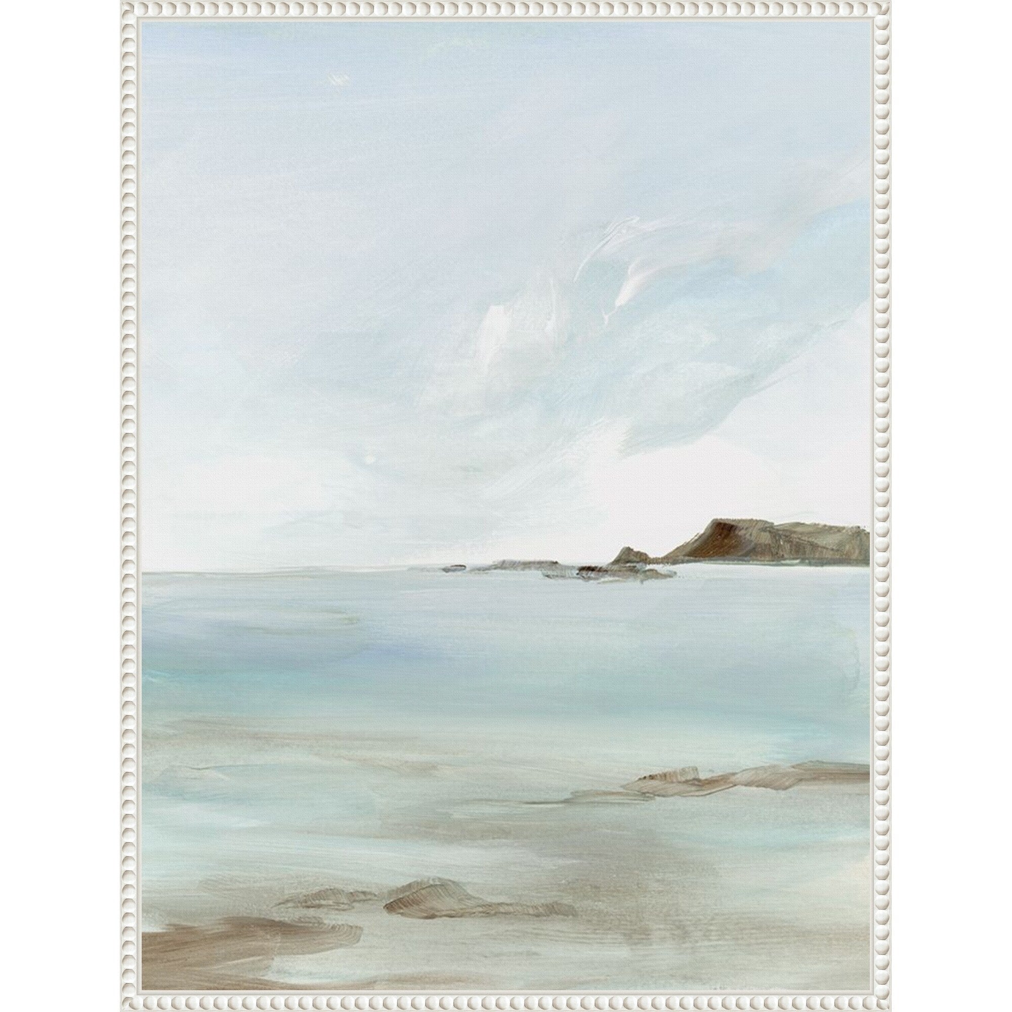 Tranquil Seascape With Distant Horizon Ii By Hazel J Framed Canvas Wall Art
