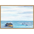 Tranquil Seascape With Rocks By Danushka Abeygoda Framed Canvas Wall Art Print