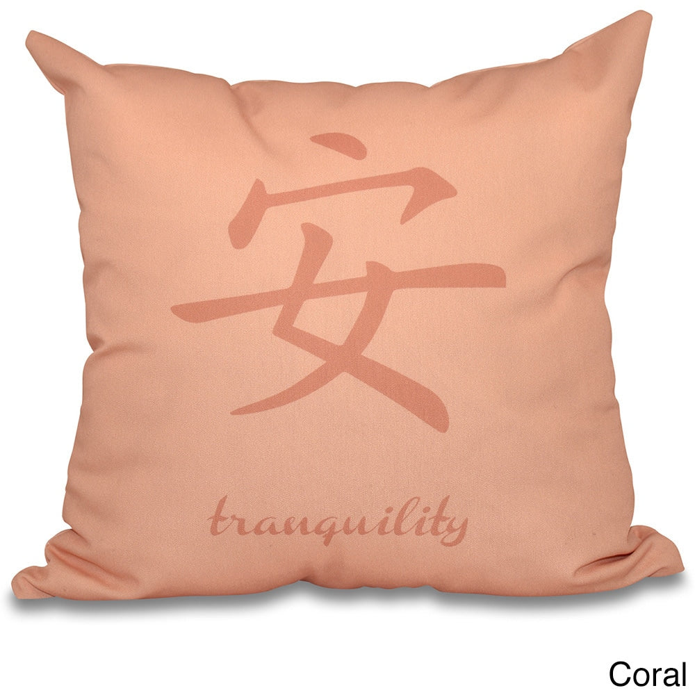 Tranquility Word Print 16 Inch Throw Pillow