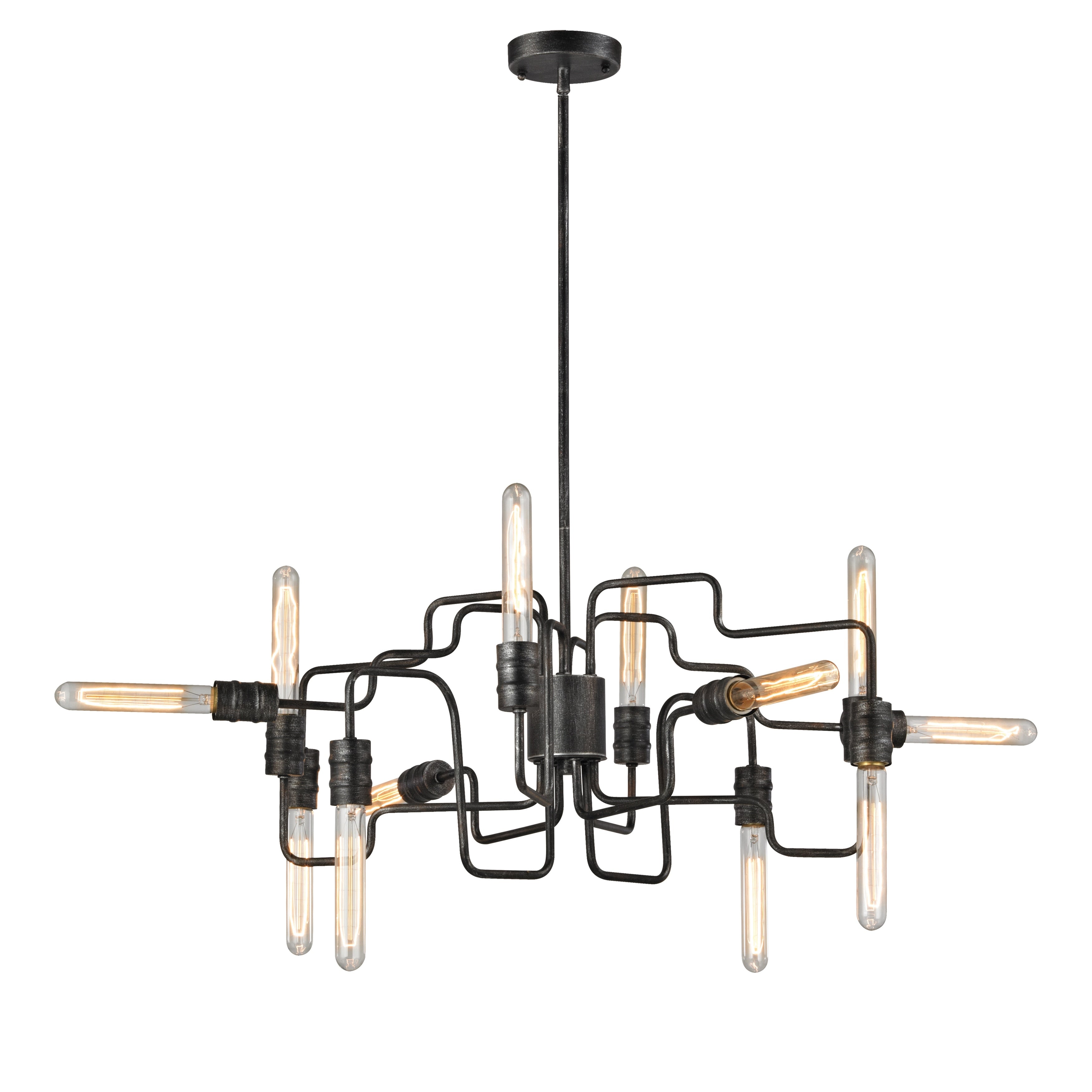 Transit 29 Inch Wide 12 Light Chandelier In Silvered Graphite 29In W X 29In D X 12In H