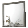 Transition Style Wooden Mirror With Rectangular Shape Gray And Silver