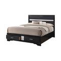 Transitional 2 Drawer Wooden Queen Size Bed With Glitter Stripe Black