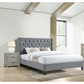 Transitional 3Pc Set Bed 2X Nightstand Tapered Legs Gray Finish