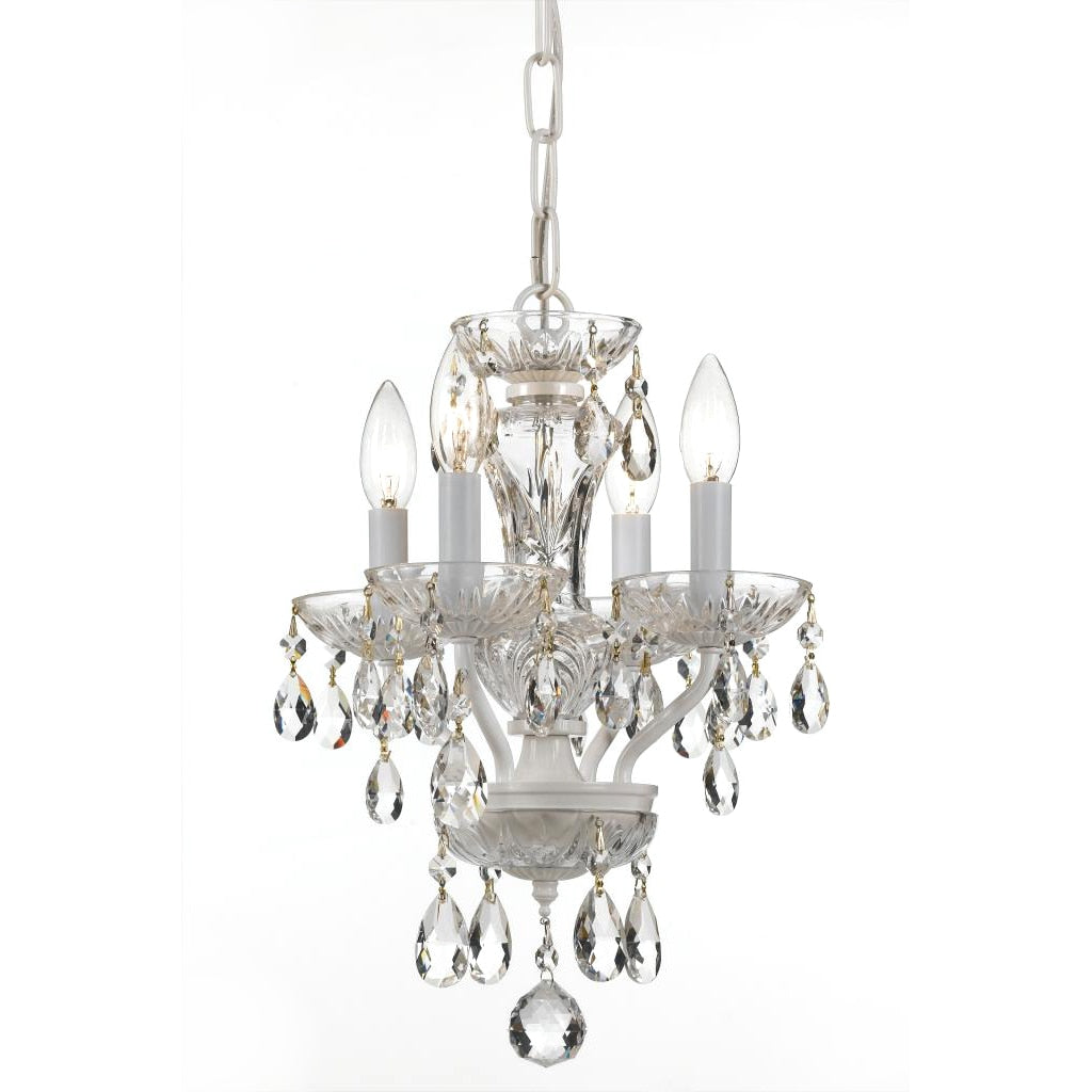 4 Light Wet White Crystal Chandelier