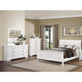 Transitional 4Pc Bed Chest Dresser Mirror White Bedroom Set