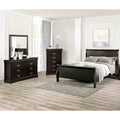 Transitional Black Bed Dresser Mirror Chest 4Pc Bedroom Set