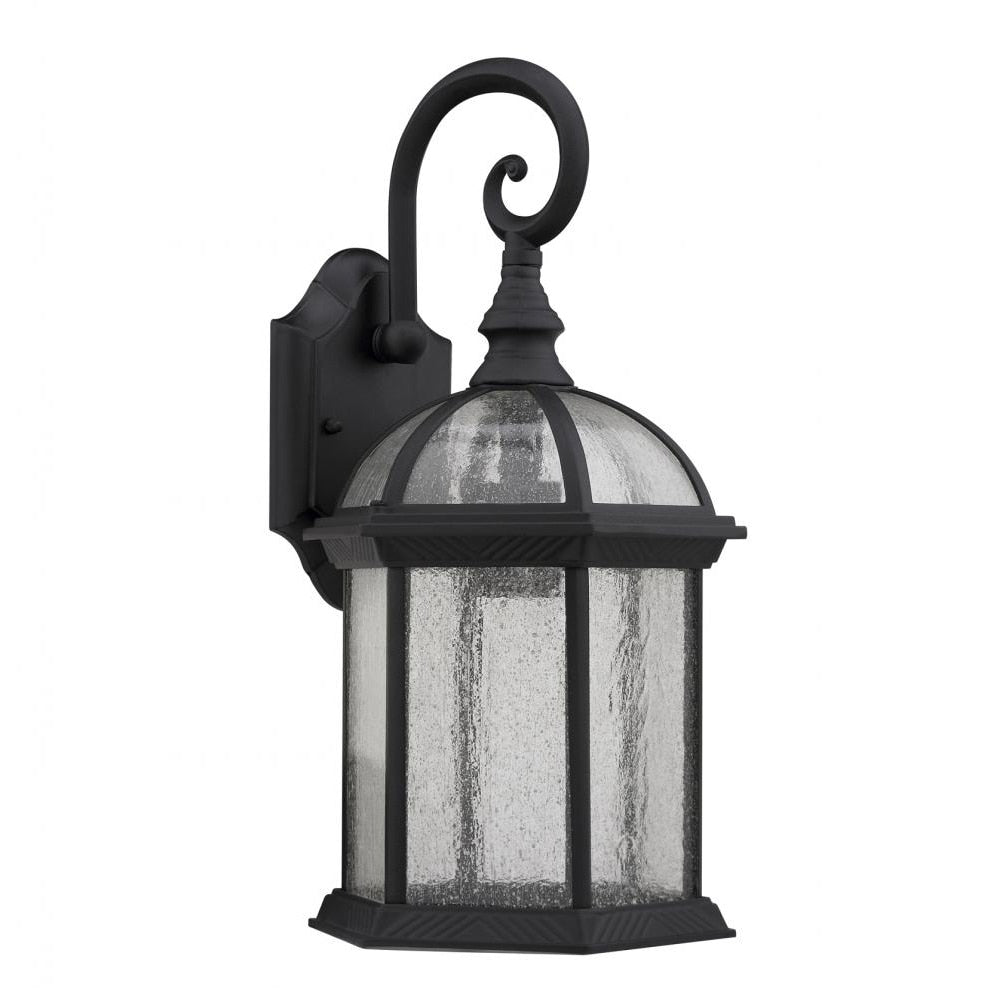 Transitional Black Clear Seeded Glass 1 Light Outdoor Fixture