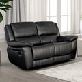 Transitional Black Faux Leather 1Pc Recliner Loveseat