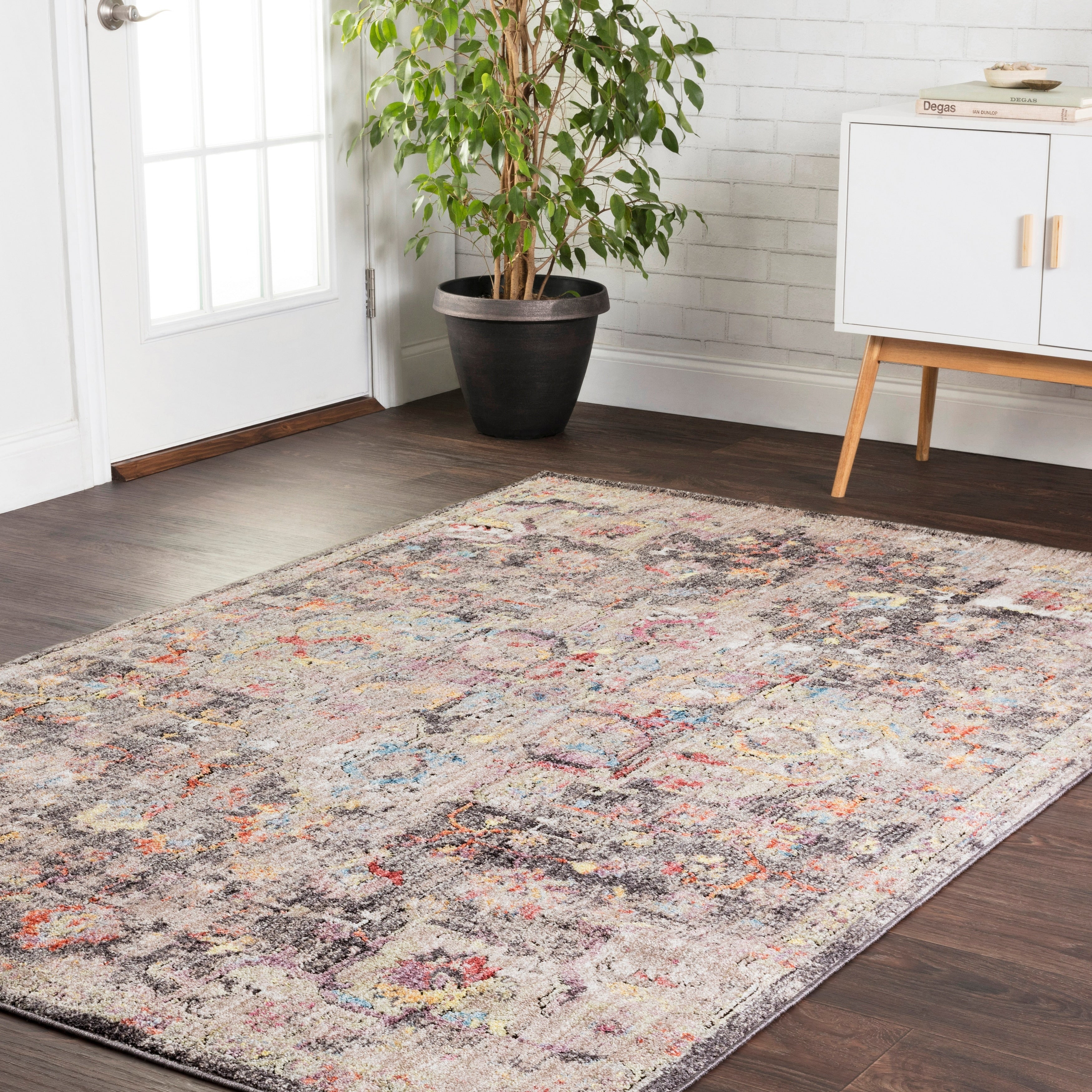 Transitional Bohemian Beige Multi Vintage Medallion Area Rug 6 X 88
