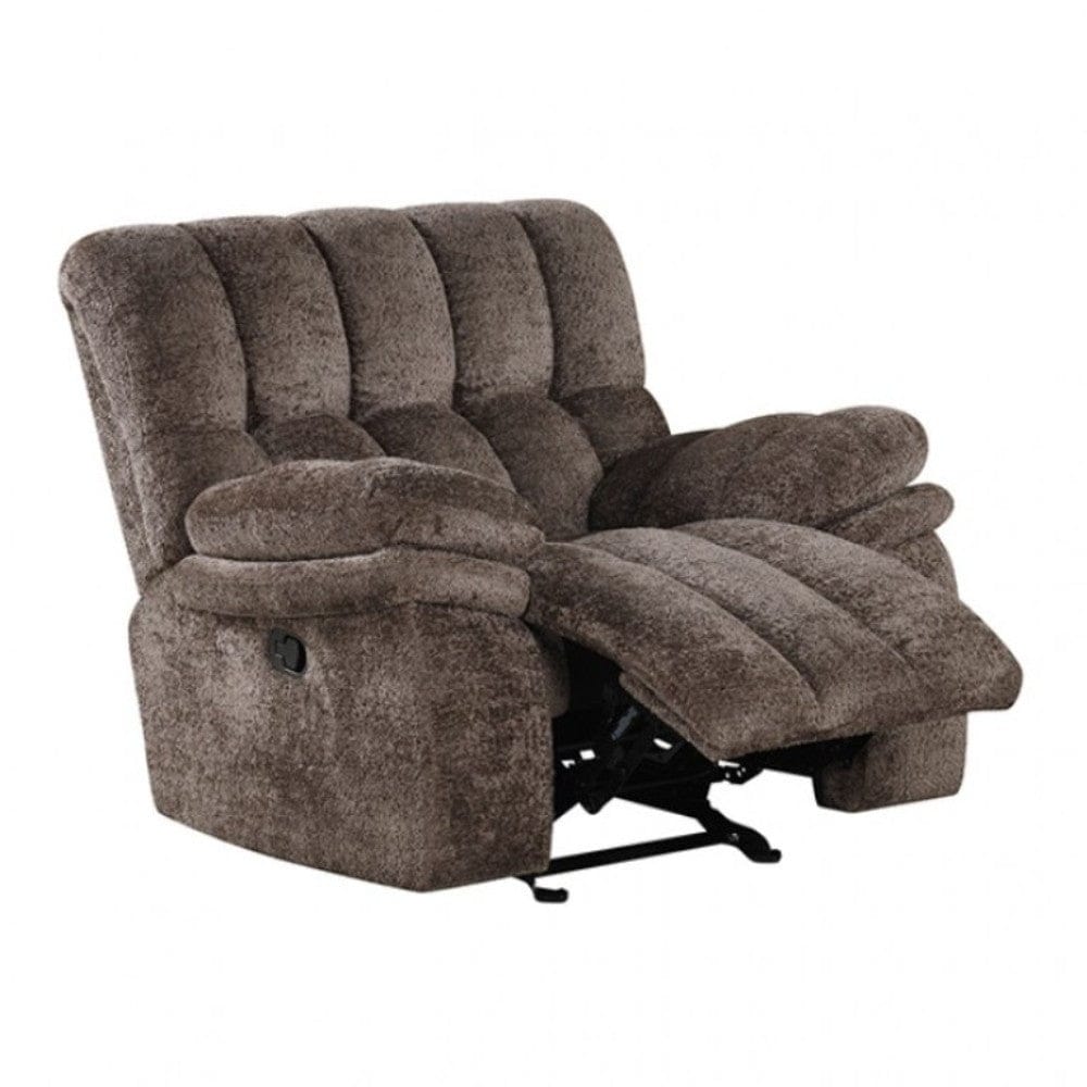 Transitional Brown Fully Upholstered 1Pc Glider Recliner Chair