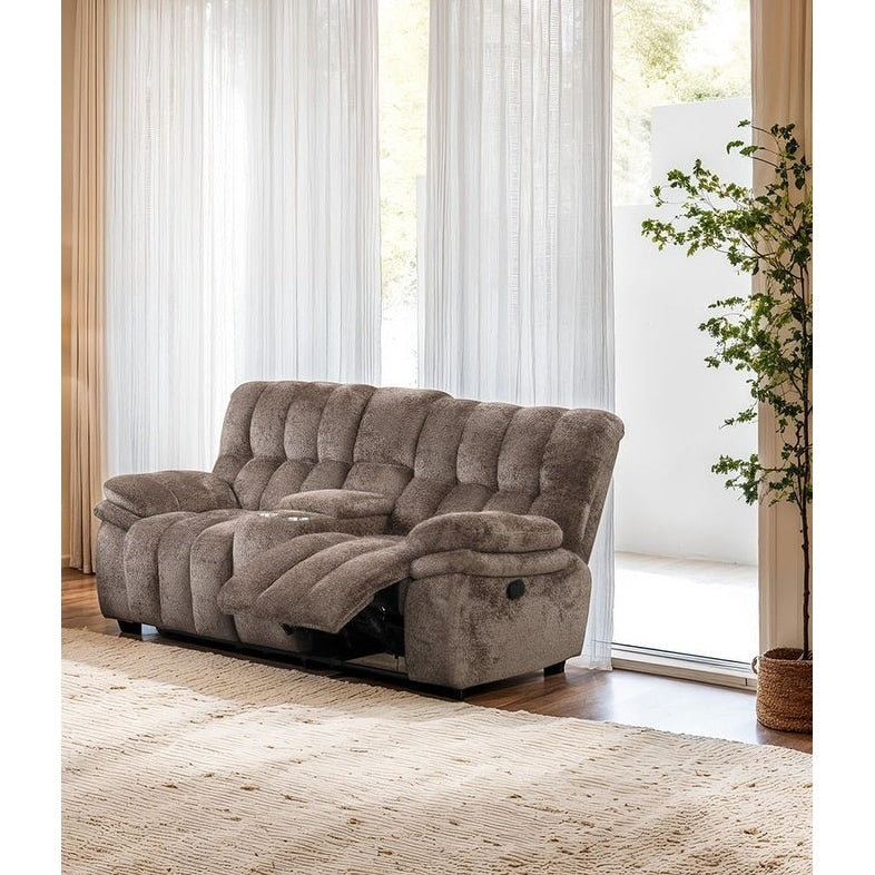 Transitional Brown Usb Ports 2 Cup Holders 1Pc Loveseat Manual