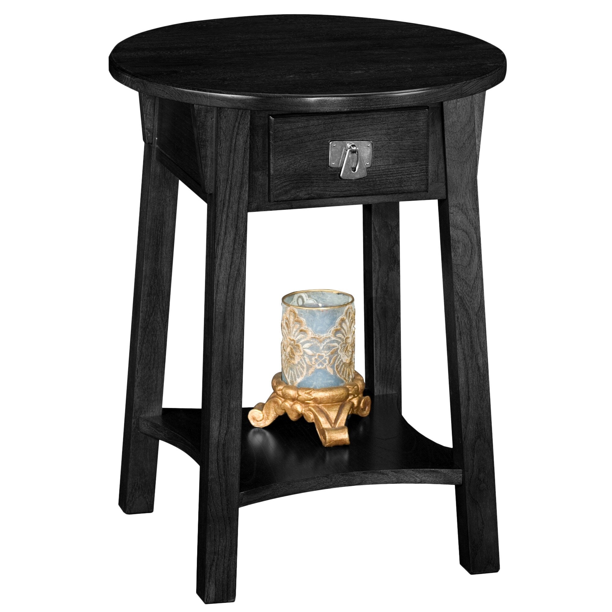 Transitional Brown Wood End Side Table