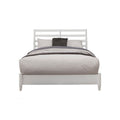 Transitional California King Size Wooden Bed With Slat Back Headboard White