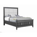 Transitional California King Storage Bed With Fabric Headboard Gray And Cream