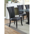 Transitional Dining Chairs Faux Leather Upholstery Black Finish