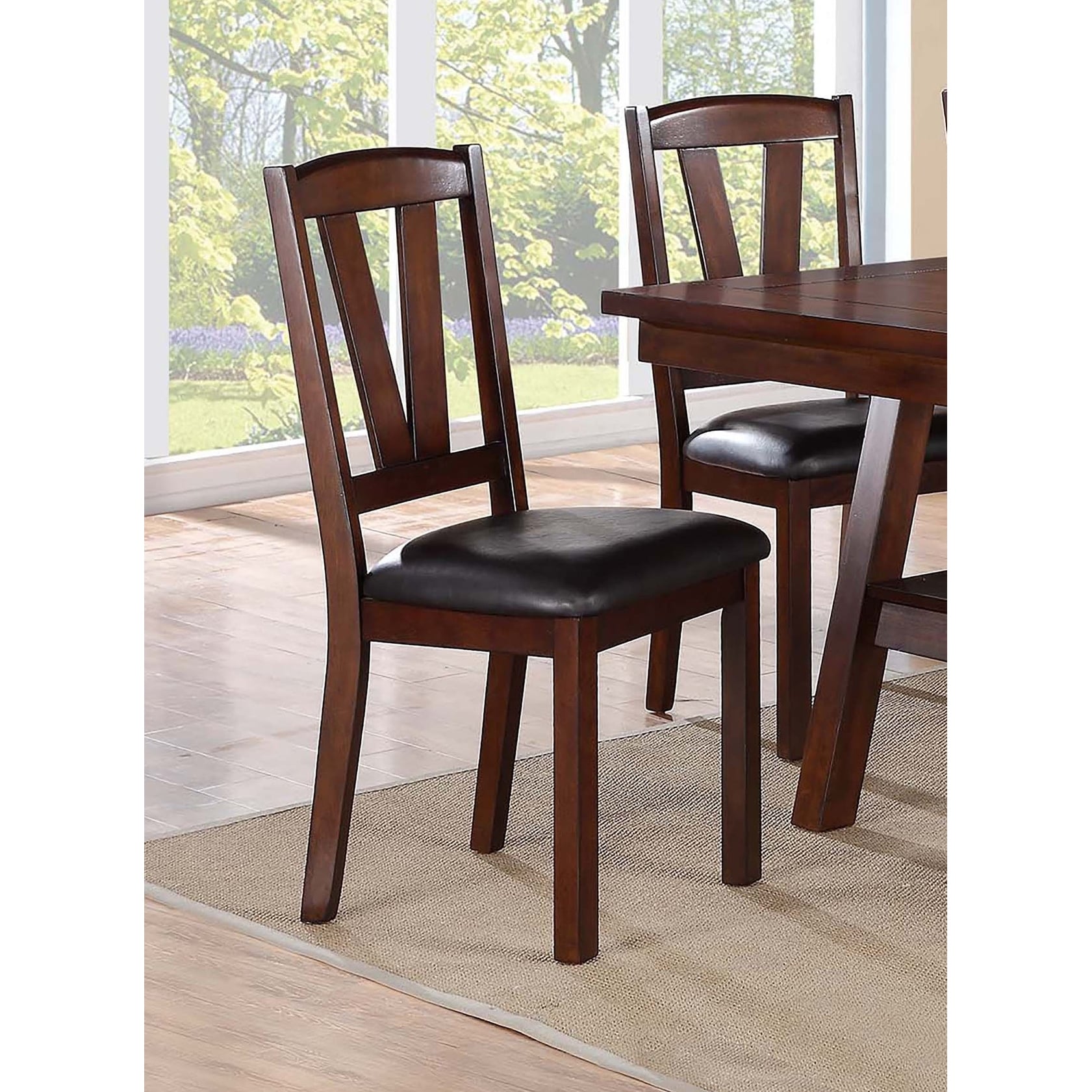 Transitional Dining Chairs Upholstered Seat Walnut Finish