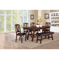 Transitional Dining Table Set 6Pc Under Table Shelf Walnut Finish
