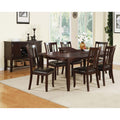 Transitional Dining Table Set 7Pc Built In Leaf Espresso Finish