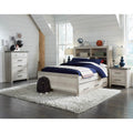 Transitional Farmhouse Whitewash Wood Storage Bed