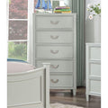 Transitional Gray 5 Drawer Chest With Dovetail Drawers Chrome Pulls