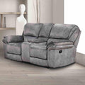 Transitional Gray Pillow Top Arms 1 Piece Manual Loveseat Reclining