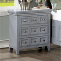 Transitional Gray Solid Wood 3 Drawer Nightstand W Round Knobs For Bedroom