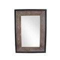 Transitional Mirror With Wooden Framing And Metal Outline Black Brown