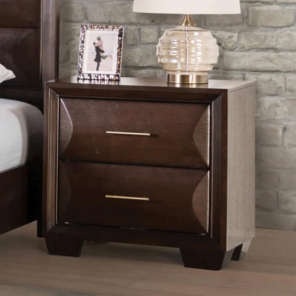Transitional Nightstand Espresso Finish With Dovetail Drawers