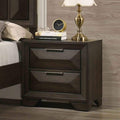 Transitional Nightstand Espresso Finish With Metal Handles Bracket Legs