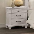 Transitional Nightstand Weathered Gray Finish With Dental Molding Metal Handles