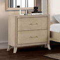 Transitional Nightstand With Usb Port Natural Oak Finish Curved Edges Dovetail Drawers