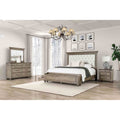 Transitional Oak Finish 4Pc Bedroom Set Upholstered Bed W Built In Storage Bench