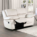Transitional Off White Manual Recliner Loveseat 1Pc Pillow Top Arms
