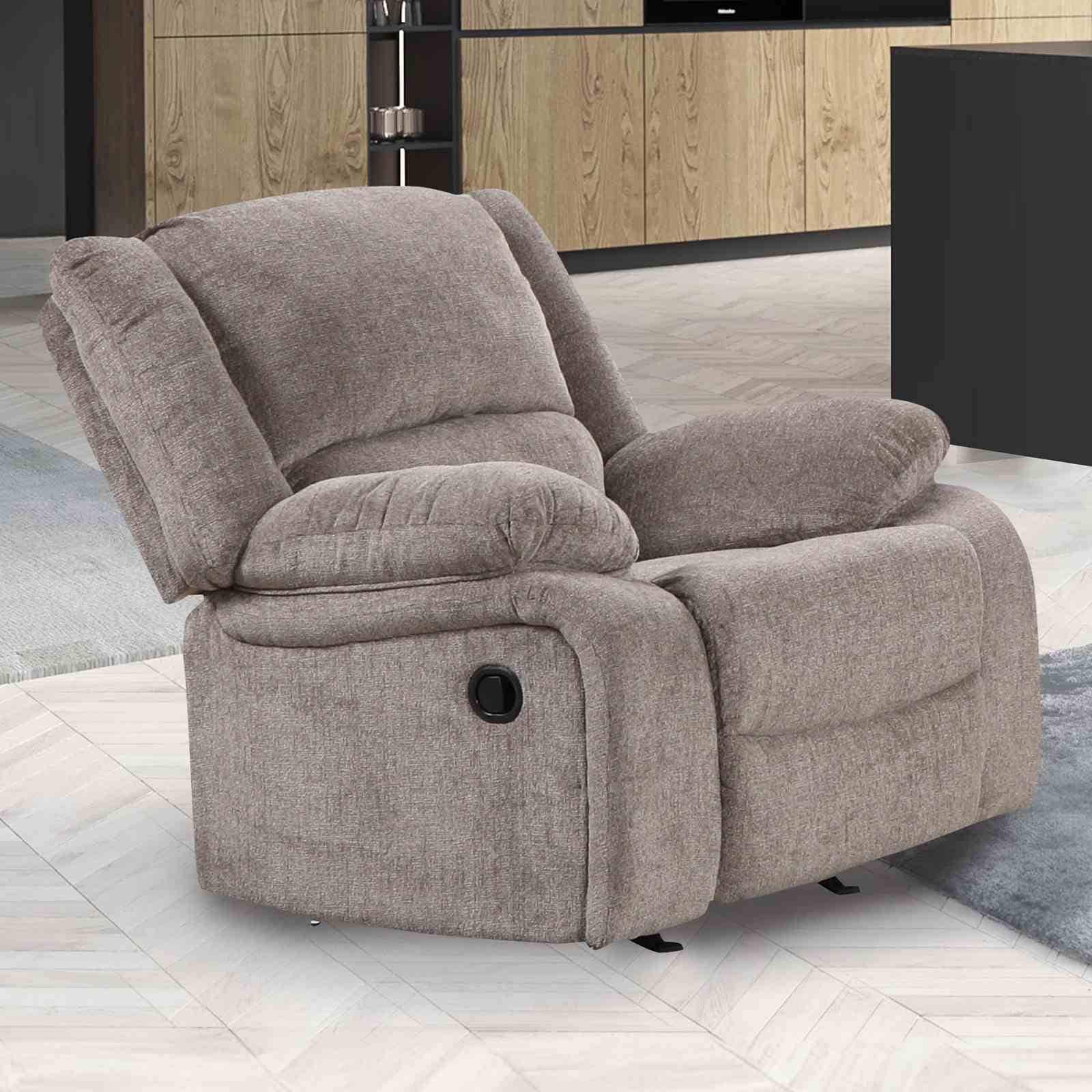 Transitional Pillow Top Arms 1Pc Manual Recliner Mocha Finish