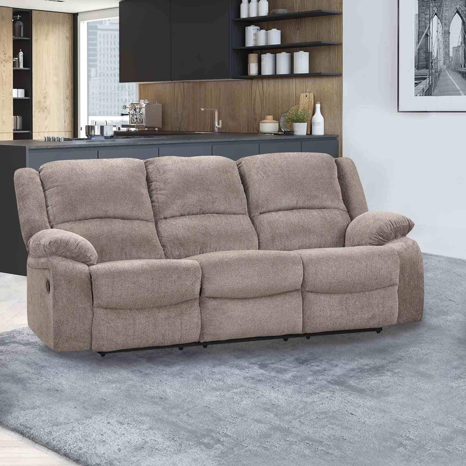 Transitional Pillow Top Arms 1Pc Manual Sofa Mocha Finish