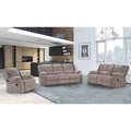 Transitional Pillow Top Arms Mocha Finish Manual Recliner Sofa Set