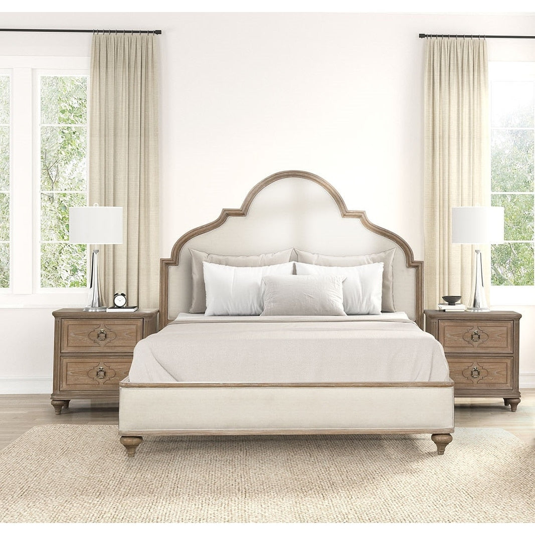 Transitional Rustic Oak Finish 3Pc Bedroom Set W Charging Ports