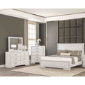 Transitional Rustic White Finish Bed Chest Dresser Mirror 4Pc Bedroom Set
