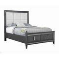 Transitional Standard King Storage Bed With Fabric Headboard Gray And Cream