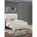 Transitional Style 1Pc Bed Set Button Tufted Headboard And Footboard Led Lights Cr Eam Finish Bedroom Furniture