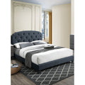 Transitional Style 1Pc Bed Set Tufted Headboard Nailhead Trim Charcoal Finish