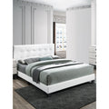 Transitional Style 1Pc Bed Set Tufted Headboard White Finish Bedroom Furniture
