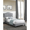 Transitional Style 1Pc Bed Set Nailhead Trim Tapered Legs Gray Finish
