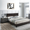 Transitional Style 3Pc Bed 2X Nightstand Set Diamond Handles Tapered Legs Brown Finish