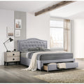 Transitional Style 3Pc Bed 2X Nightstand Set Underbed Drawer Narble Top Charcoal