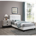 Transitional Style 3Pc Set Bed 2X Nightstand Adjustable Headboard White