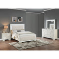 Transitional Style 4Pc Bed Set Diamond Knob Handles Led On Mirror Upholstered Headboard Cream Finish Bedroom Furniture