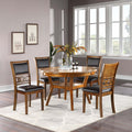 Transitional Style 5Pc Dining Set Walnut Finish Open Under Table Shelf