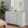 Transitional Style 6 Drawer Dresser With Metal Pulls White
