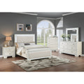 Transitional Style Bed Dresser Mirror Nightstand And Chest Set Led Light Headboard Diamond Knob Cream Finish Bedroom Furniture